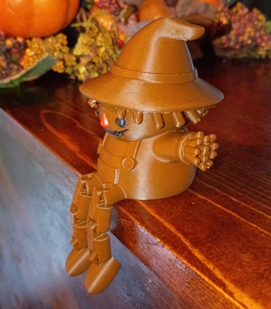 🍁 Articulated Scarecrow Shelf Sitter – Fall & Thanksgiving 3D Printed Desk Decor